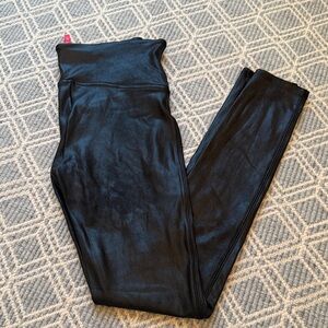 SPANX Black Faux-Leather High Rise Women's Leggings